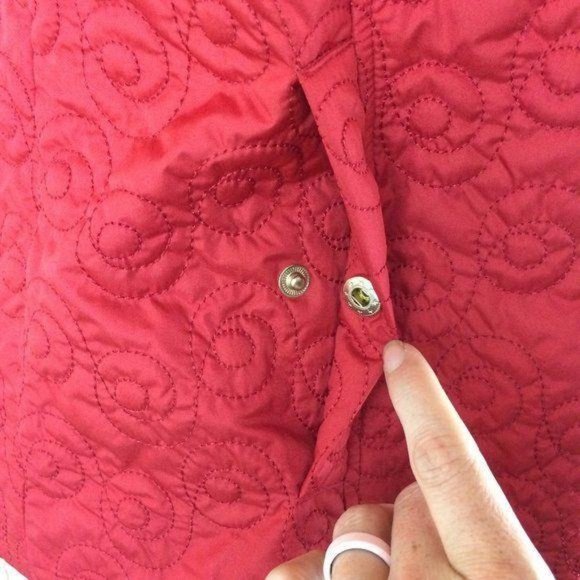 NINE WEST Red Scroll Quilted High Neck Vest Sz S - Picture 7 of 11